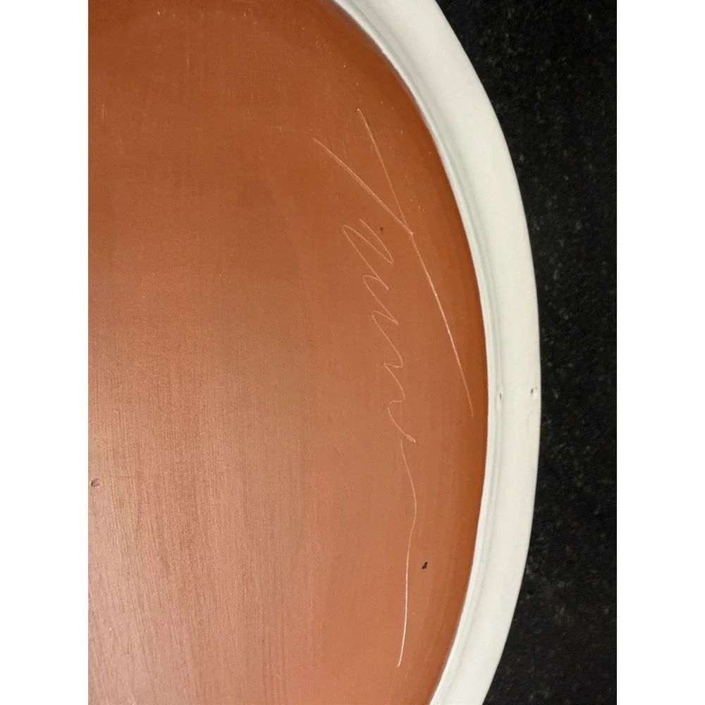 Steve & Laurie Turner Majolica Pink Yellow Checkered Oval Platter 12